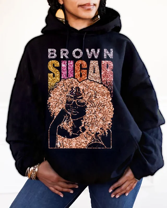 hoodie chic wrap -Brown Sugar Melanin Latina Woman Curly Hair Hoodie