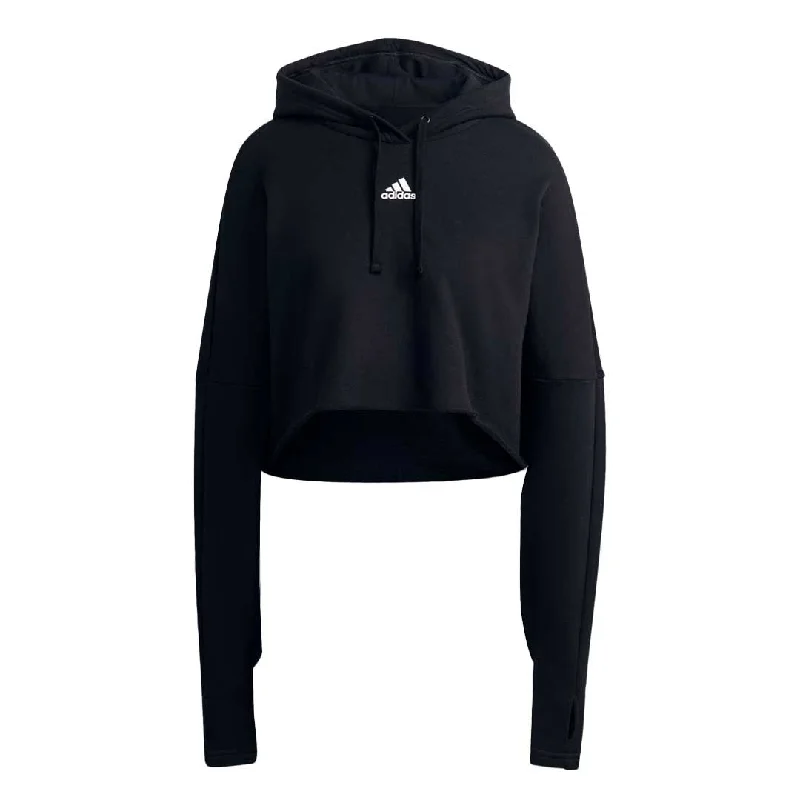 hoodie muted charcoal -adidas - Women's Collective Power Cropped Hoodie (HR5274)