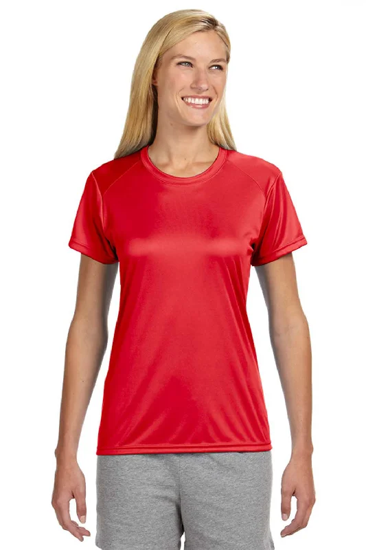 peach graphic t-shirts vibrant -A4 Womens Performance Moisture Wicking Short Sleeve Crewneck T-Shirt - Scarlet Red