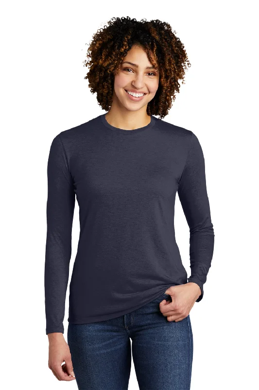 taupe cropped t-shirts chic -Allmade Womens Long Sleeve Crewneck T-Shirt - Rebel Blue