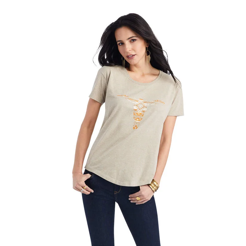 soft beige performance t-shirts for running -Ariat Womens Blanket Skull T-Shirt