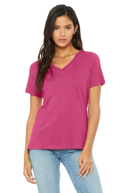 lilac quote t-shirts witty -Bella + Canvas Womens Relaxed Jersey Short Sleeve V-Neck T-Shirt - Berry Pink