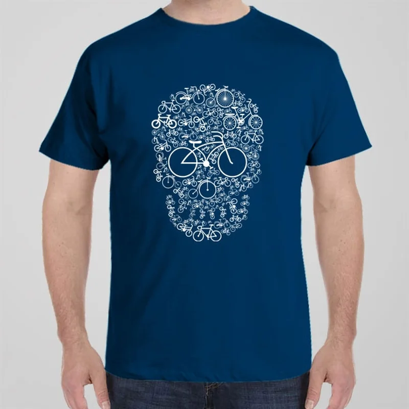 taupe ribbed t-shirts textured -Bicycle Skull - T-shirt