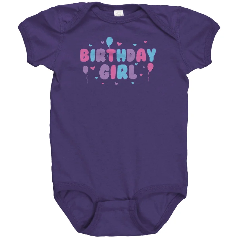 coral slim fit t-shirts sleek -Birthday Girl One Piece Snap Baby's Bodysuit