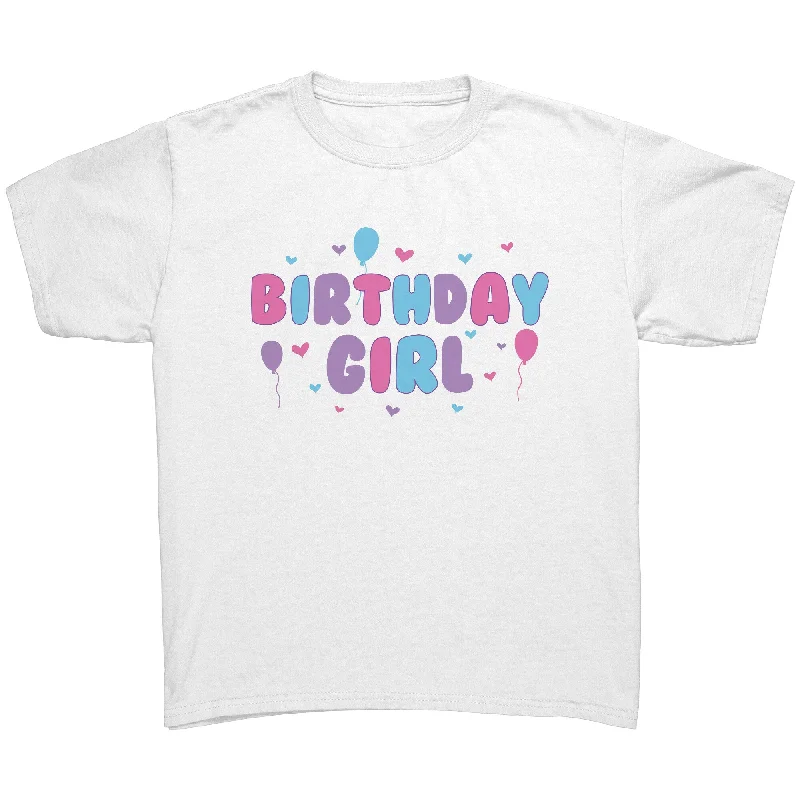 soft beige tie-dye t-shirts funky -BIRTHDAY GIRL Youth Short Sleeve T-Shirt