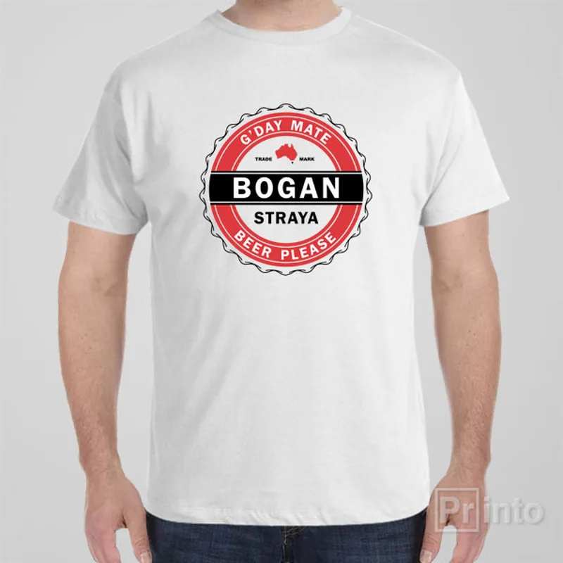 soft beige henley t-shirts smart -Bogan logo - T-shirt