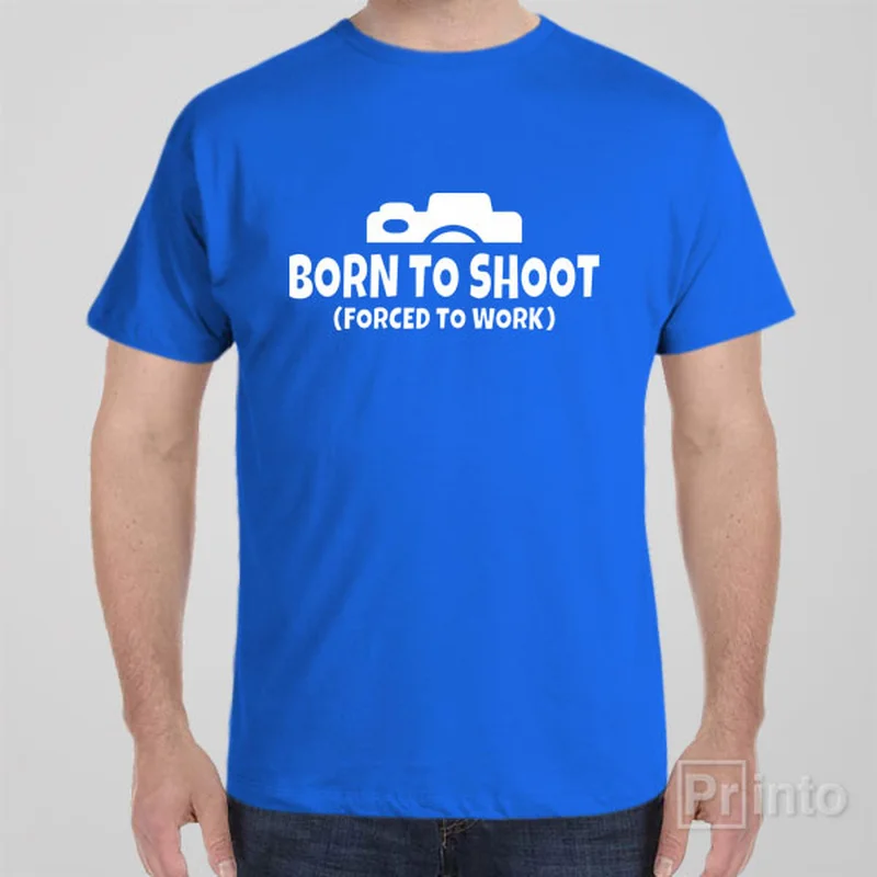 soft beige crew neck t-shirts basic -Born to shoot - T-shirt