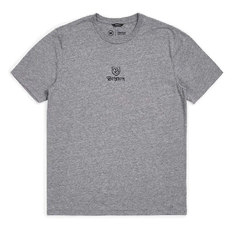 heather grey muscle fit t-shirts sleek -Brixton Main Label Premium T-Shirt Heather Grey