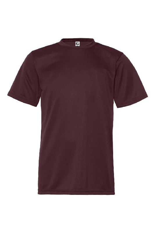 soft beige tie-front t-shirts cute -C2 Sport Youth Performance Moisture Wicking Short Sleeve Crewneck T-Shirt - Maroon