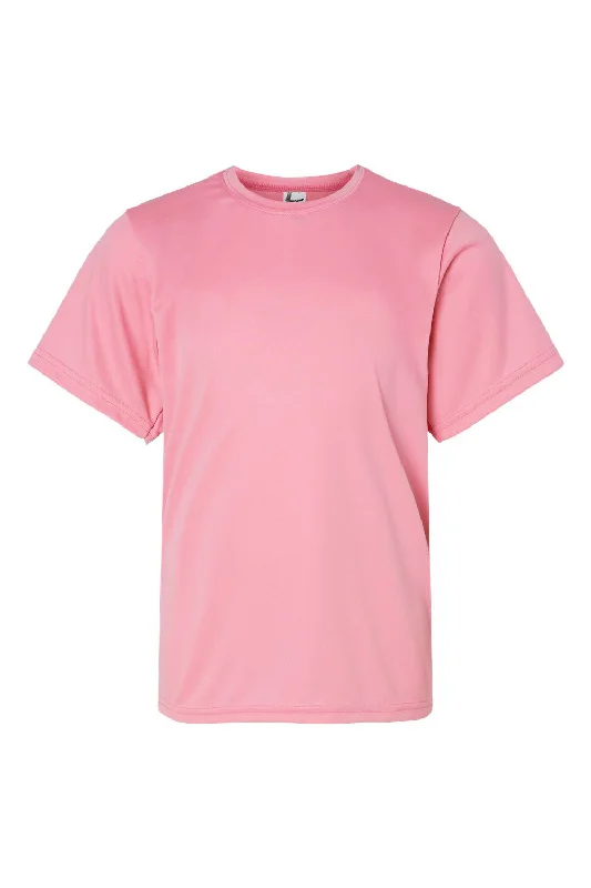 indigo lightweight t-shirts summer -C2 Sport Youth Performance Moisture Wicking Short Sleeve Crewneck T-Shirt - Pink