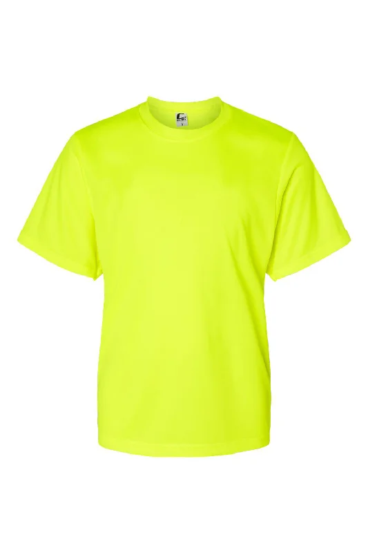 teal cropped t-shirts chic -C2 Sport Youth Performance Moisture Wicking Short Sleeve Crewneck T-Shirt - Safety Yellow