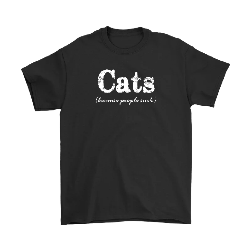 olive tie-front t-shirts cute -CATS Because People Suck Men's T-Shirt