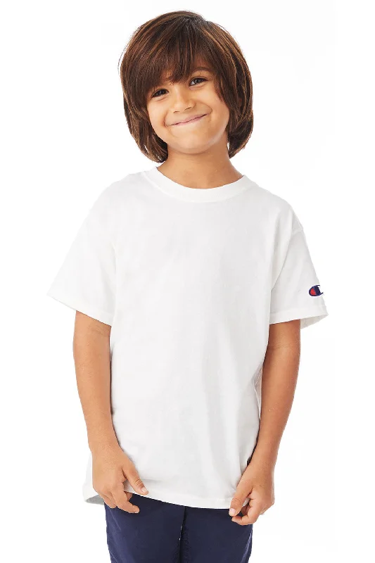 taupe tie-dye t-shirts funky -Champion Youth Short Sleeve Crewneck T-Shirt - White