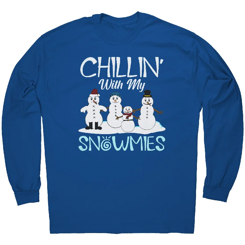 peach tie-front t-shirts cute -Chillin' with my Snowmies Snowman Unisex  Long Sleeve T-Shirt