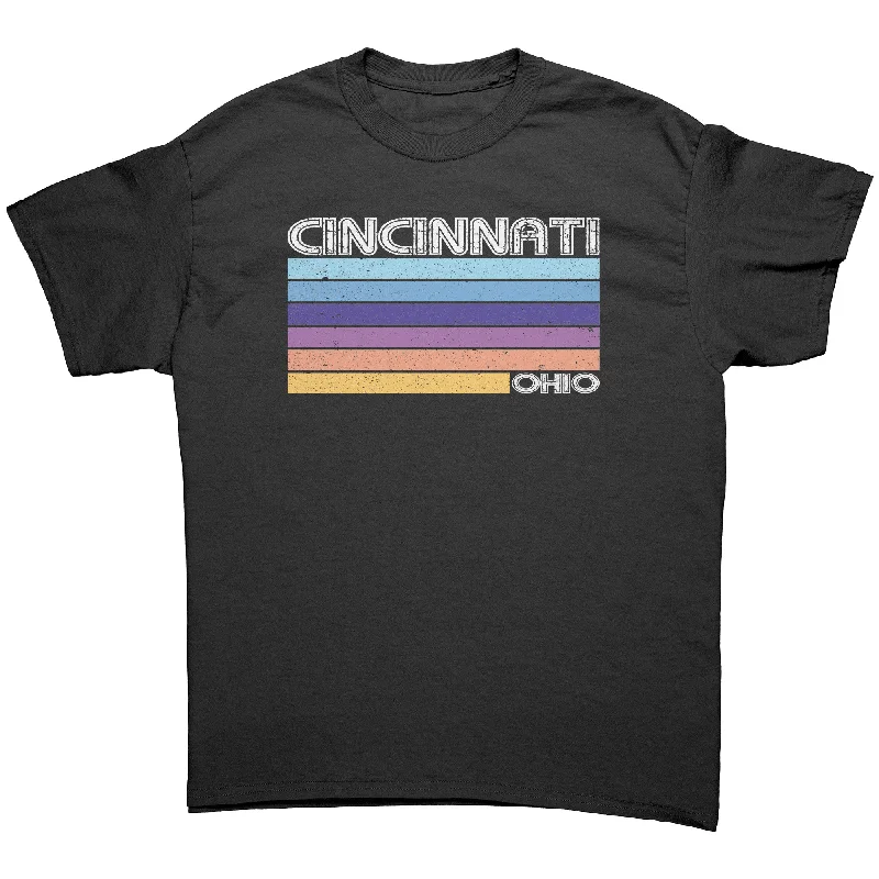 burnt orange lightweight t-shirts summer -CINCINNATI, OHIO Retro 70’s 80’s Look Unisex T-SHIRT