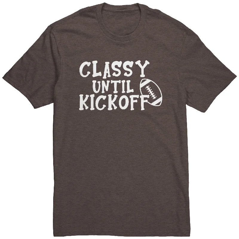 khaki cropped t-shirts chic -CLASSY until KICKOFF Unisex T-Shirt Football Design