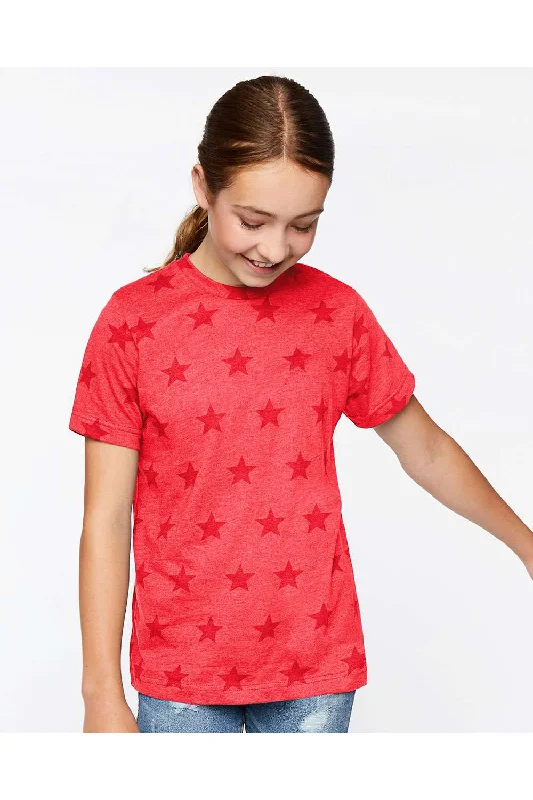 sage green tie-dye t-shirts funky -Code Five Youth Star Print Short Sleeve Crewneck T-Shirt - Red