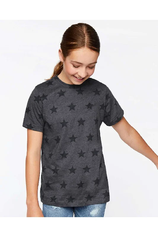 coral eco cotton t-shirts green -Code Five Youth Star Print Short Sleeve Crewneck T-Shirt - Smoke Grey