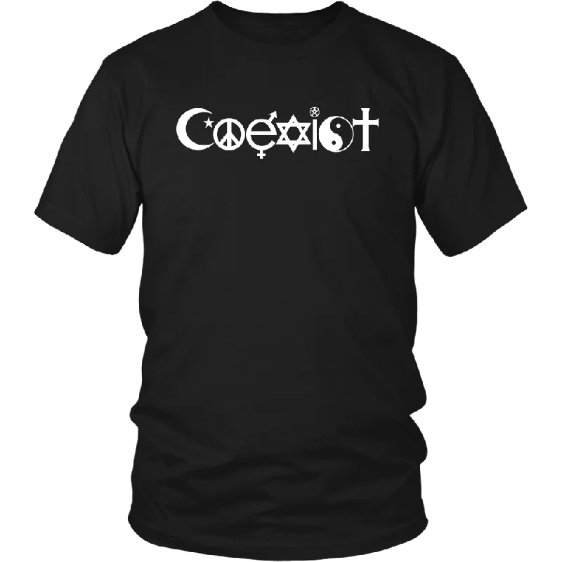 teal graphic print t-shirts vibrant -COEXIST Unisex T-Shirt