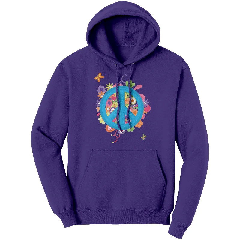 heather grey tie-front t-shirts cute -Colorful PEACE Sign HOODIE Port & Co Sweatshirt