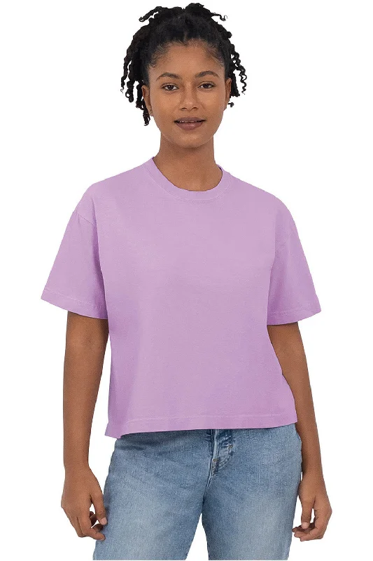 lilac floral t-shirts boho -Comfort Colors Womens Short Sleeve Crewneck T-Shirt - Orchid Purple