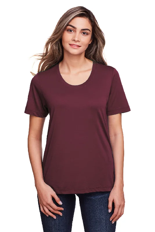 taupe vintage wash t-shirts casual -Core 365 Womens Fusion ChromaSoft Performance Moisture Wicking Short Sleeve Scoop Neck T-Shirt - Burgundy