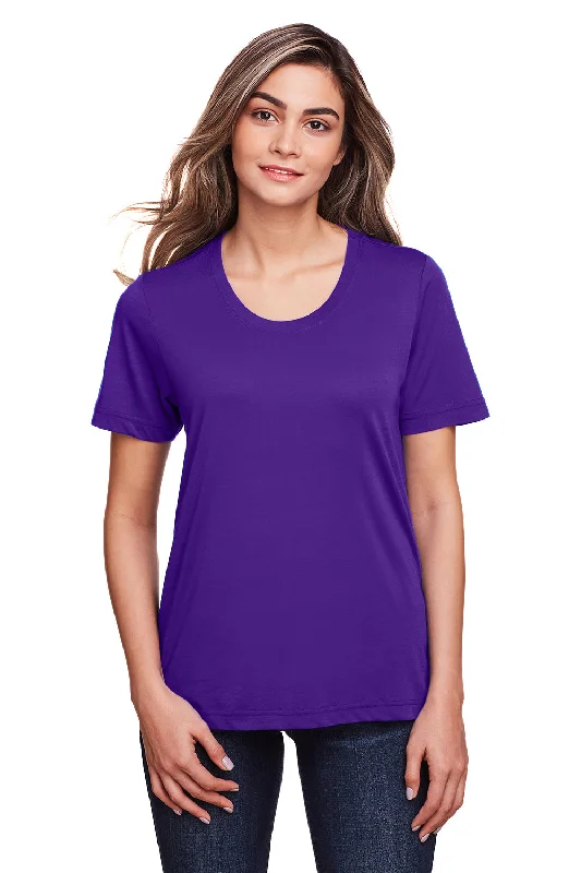 taupe vintage wash t-shirts casual -Core 365 Womens Fusion ChromaSoft Performance Moisture Wicking Short Sleeve Scoop Neck T-Shirt - Campus Purple