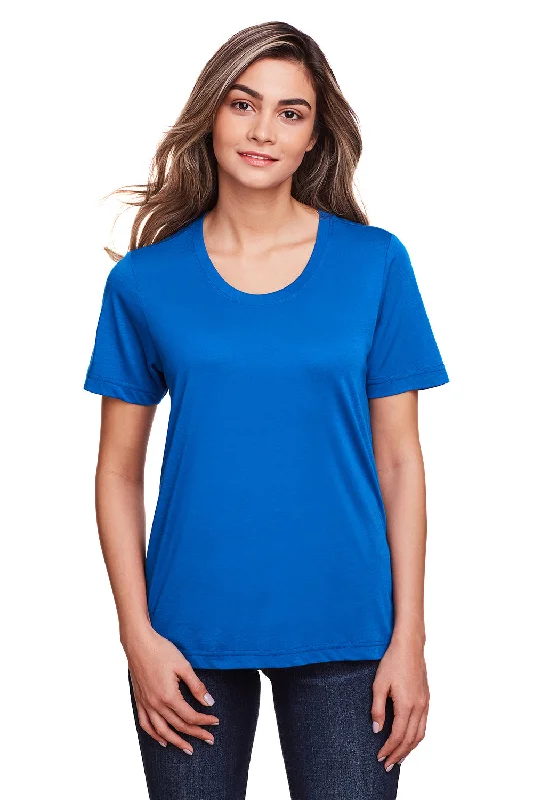 indigo graphic t-shirts vibrant -Core 365 Womens Fusion ChromaSoft Performance Moisture Wicking Short Sleeve Scoop Neck T-Shirt - True Royal Blue