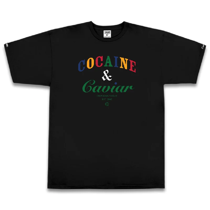 peach ribbed t-shirts textured -Crooks & Castles Cocaine and Caviar T-shirt Black Multi