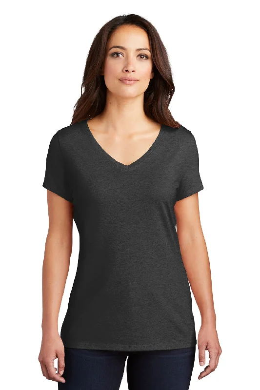 olive cropped t-shirts chic -District Womens Perfect Tri Short Sleeve V-Neck T-Shirt - Black Frost