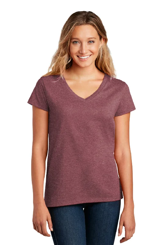 olive oversized t-shirts relaxed -District Womens Re-Tee Short Sleeve V-Neck T-Shirt - Heather Maroon