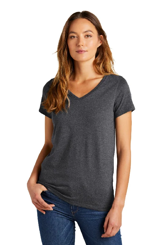 maroon ribbed t-shirts textured -District Womens The Concert Short Sleeve V-Neck T-Shirt - Heather Charcoal Grey