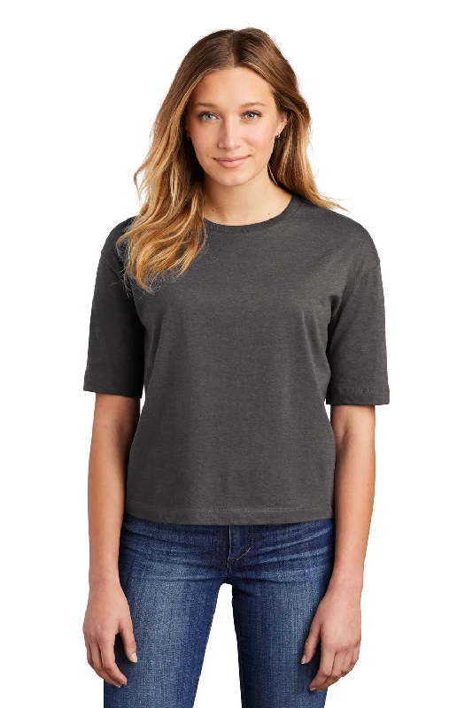 sage green crew neck t-shirts basic -District Womens Very Important Boxy Short Sleeve Crewneck T-Shirt - Heather Charcoal Grey