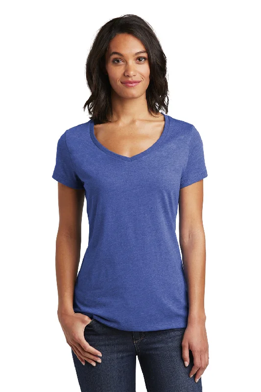 khaki ribbed t-shirts textured -District Womens Very Important Short Sleeve V-Neck T-Shirt - Royal Blue Frost - Closeout