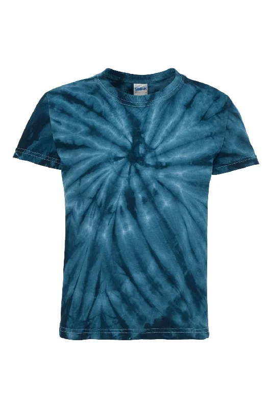 navy blue lightweight t-shirts summer -Dyenomite Youth Cyclone Pinwheel Tie Dyed Short Sleeve Crewneck T-Shirt - Navy Blue