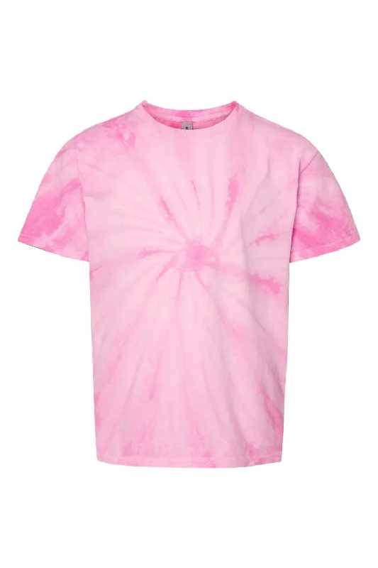 teal festival t-shirts stylish -Dyenomite Youth Cyclone Pinwheel Tie Dyed Short Sleeve Crewneck T-Shirt - Pink