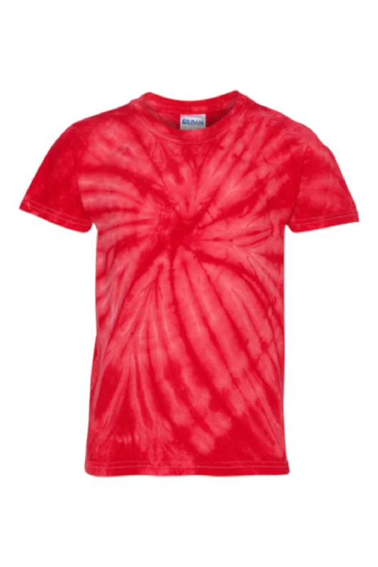 indigo floral t-shirts boho -Dyenomite Youth Cyclone Pinwheel Tie Dyed Short Sleeve Crewneck T-Shirt - Red