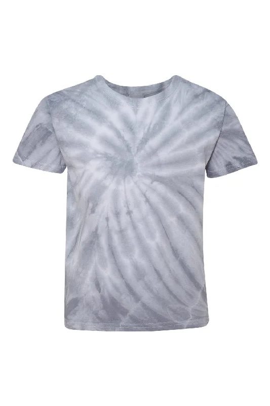 khaki eco-friendly t-shirts green -Dyenomite Youth Cyclone Pinwheel Tie Dyed Short Sleeve Crewneck T-Shirt - Silver Grey