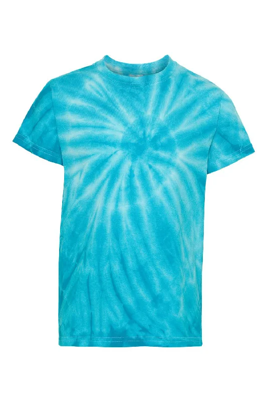 teal festival t-shirts trendy -Dyenomite Youth Cyclone Pinwheel Tie Dyed Short Sleeve Crewneck T-Shirt - Turquoise