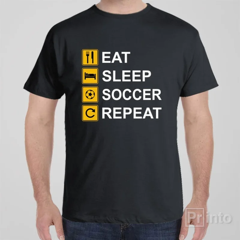 khaki sports logo t-shirts active -Eat Sleep Soccer Repeat - T-shirt