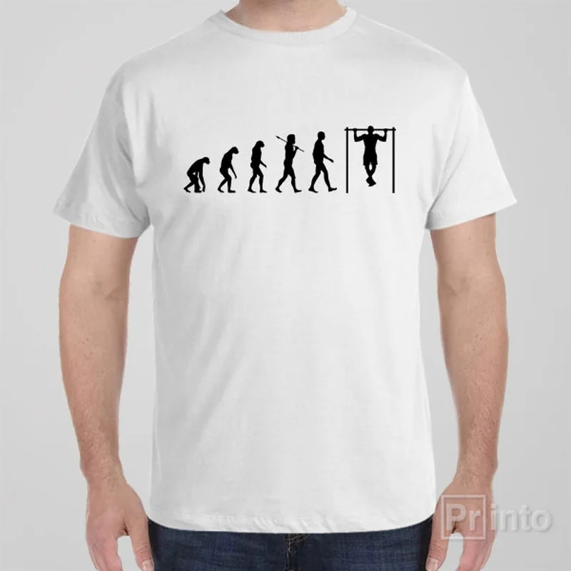 teal striped t-shirts preppy -Evolution of Chin-ups - T-shirt