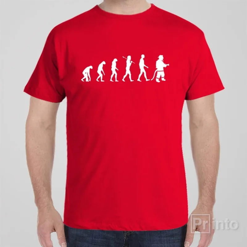 khaki lightweight t-shirts summer -Evolution of firefighter - T-shirt