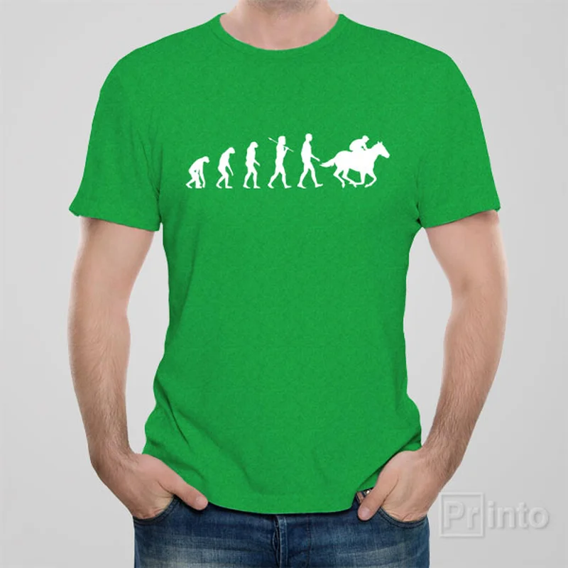 teal vintage logo t-shirts retro -Evolution of Horse riding - T-shirt