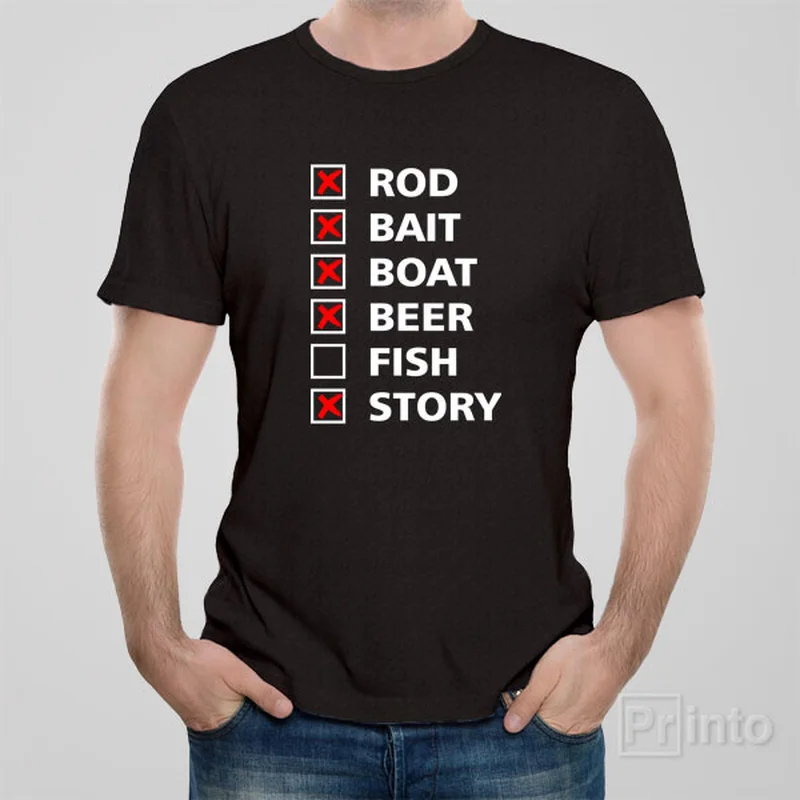 maroon tie-front t-shirts cute -Fishing checklist - T-shirt