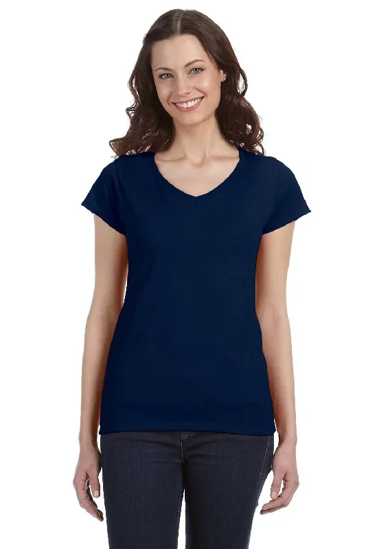 navy blue quote t-shirts witty -Gildan Womens Softstyle Short Sleeve V-Neck T-Shirt - Navy Blue