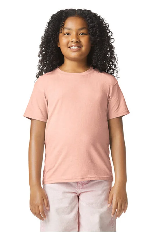 soft beige slim fit t-shirts sleek -Gildan Youth Softstyle CVC Short Sleeve Crewneck T-Shirt - Dusty Rose Pink