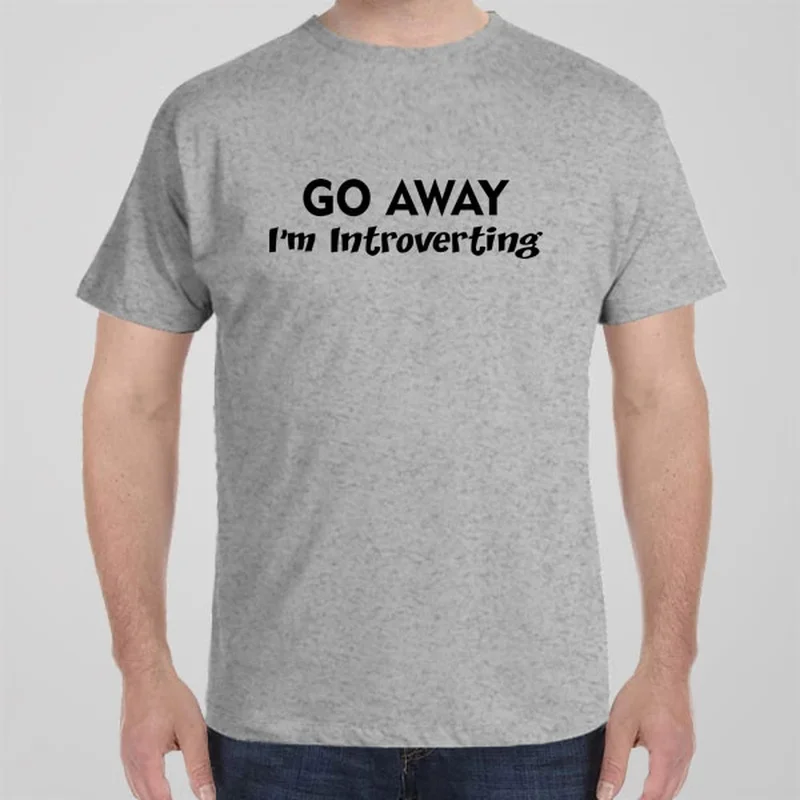 sage green ribbed t-shirts textured -Go Away! I'm introverting - T-shirt