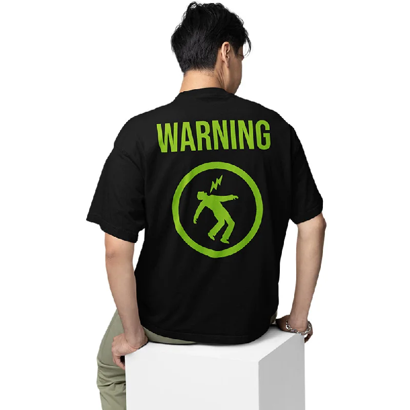 soft beige henley t-shirts smart -Green Day Oversized T shirt - Warning