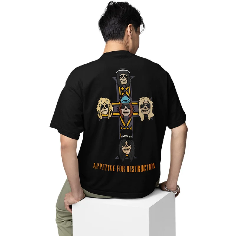 peach henley t-shirts smart -Guns N' Roses Oversized T shirt - Appetite For Destruction