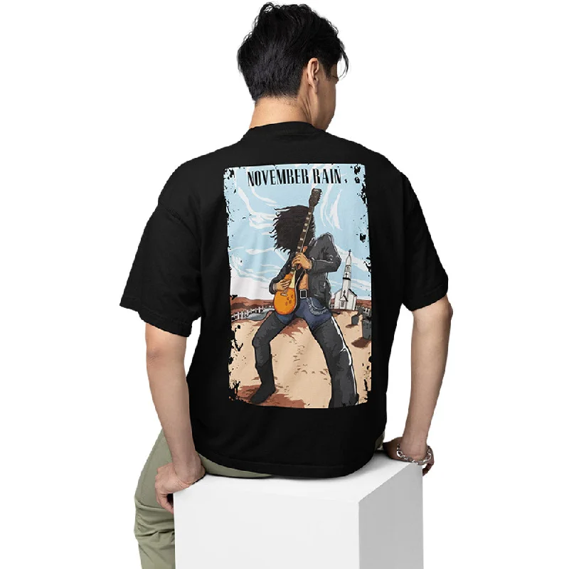 sage green festival t-shirts stylish -Guns N' Roses Oversized T shirt - November Rain